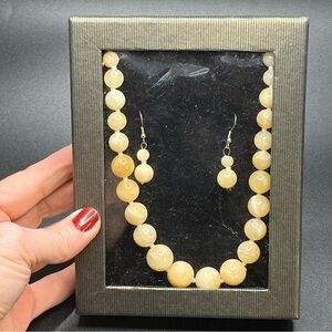 yellow calcite gemstone necklace & matching earrings set